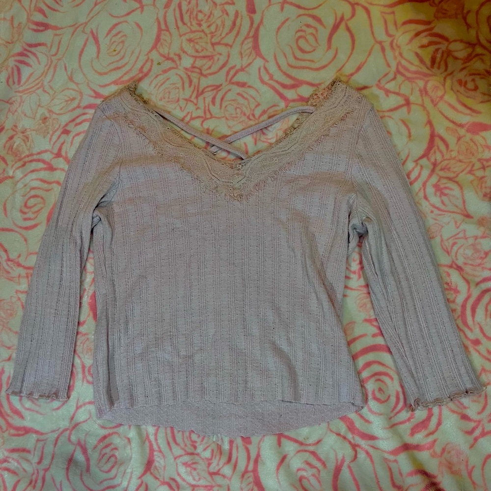 Pink lace long sleeve top